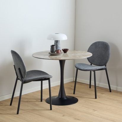 Oakwell 2 Ceramic Round Dining Table Brown/Black 90x75 cm