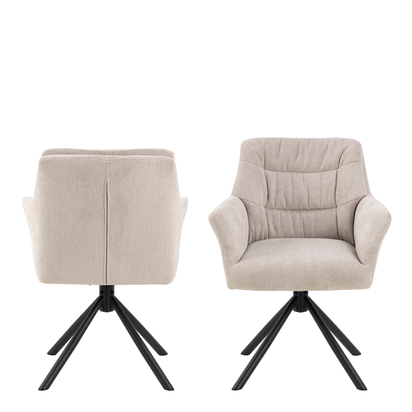 Auburn Swivel Cream Dining Chair with Armrest Set of 2
