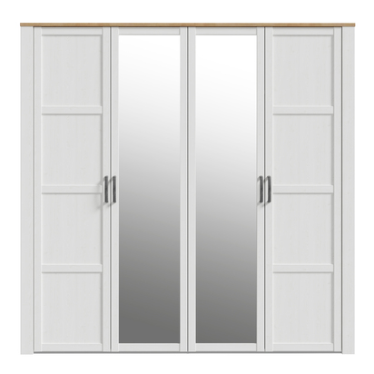 Bohol 2 Door 2 Mirrored Door Arlo in Riviera Oak/White
