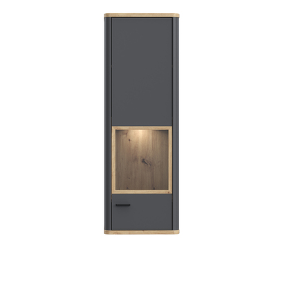 Klara Bramley with 1 Glass Door in Grey and Oak inc LED Lighting