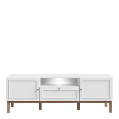 Wensley 2 Door 1 Drawer Alton 3 in Light Grey and Oak inc LED Lighting