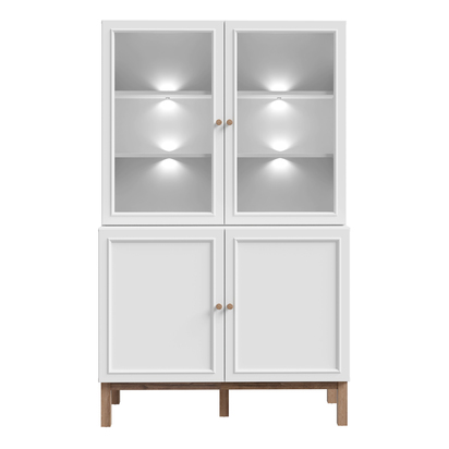 Wensley Bramley with 2 Doors and 2 Glass Doors in Light Grey and Oak inc LED Lighting