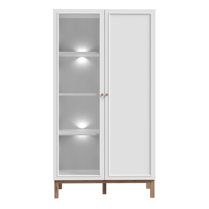 Wensley Bramley with 1 Door and 1 Glass Door in Light Grey and Oak inc LED Lighting