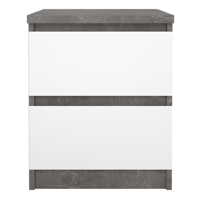 Avery 3 Bedside 2 drawers in Concrete/White high gloss