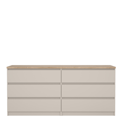 Avery 3 Wide Chest of 6 Drawers (3+3) in Cashmere Jackson Hickory