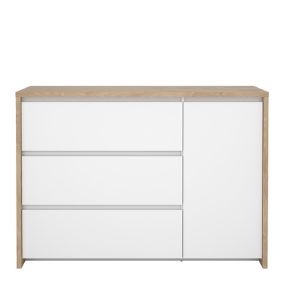 Weston 4 Sideboard with 1 door and 3 drawers Jackson Hickory White high gloss