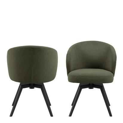 Waverley 2 Dining Chair with Armrest and Swivel Function in Green