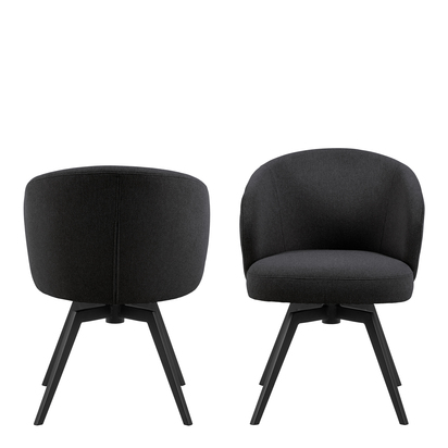 Waverley 2 Dining Chair with Armrest and Swivel Function in Black