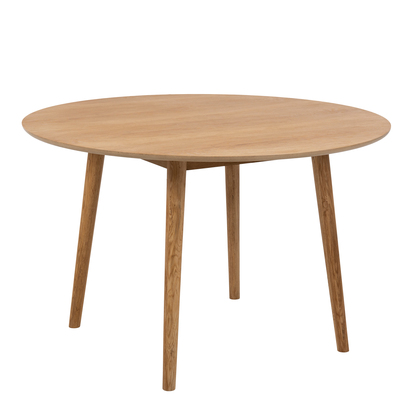 Nagano Round Dining Table in Oak 120cm includes 4 Femke Dining Chairs in Olive Green