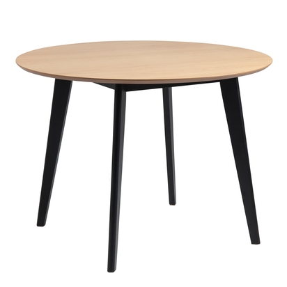 Roxby Round Dining Table in Oak & Black 105cm includes 4 Roxby Dining Chairs in Black and Oak
