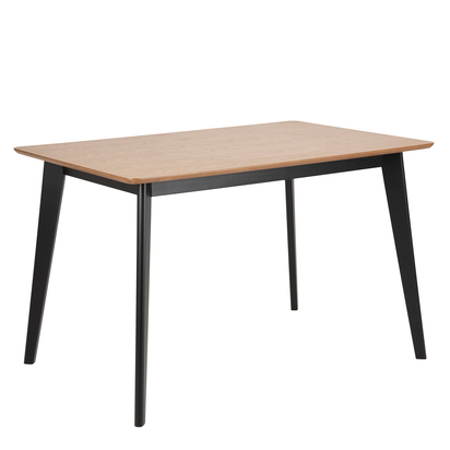Roxby Dining Table in Oak & Black 120x80cm includes 4 Roxby Dining Chairs in Black and Oak