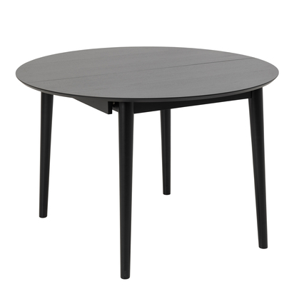 Montreux Round Extending Dining Table in Black 115-154cm includes 6 Cassandra Dining Chairs with Armrest in Black