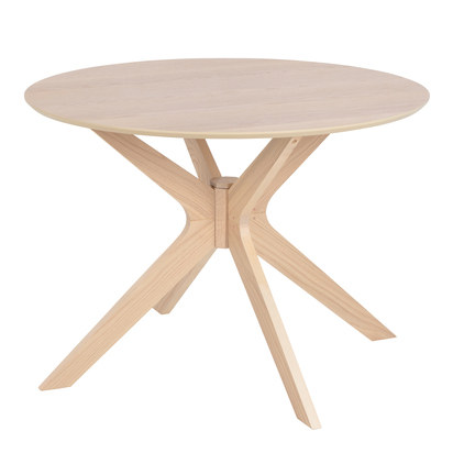 I_Duncan Round Dining Table in White Oak 105cm includes 4 Cassandra Dining Chairs with Armrest in White Oak
