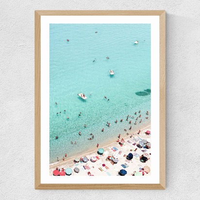Beach Scene A3 (29.7 x 42cm) Frame Natural Oak Medium (22mm) 