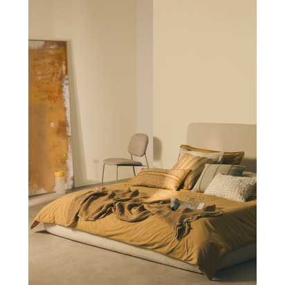 Naila mustard contrasting stripe cushion cover in acrylic fibres 50 x 50cm