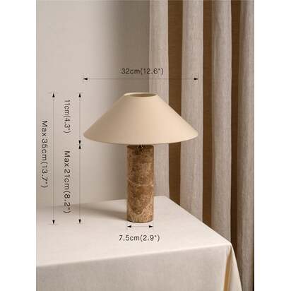 Denari - 1 light small brown marble cylinder table lamp - Default Title