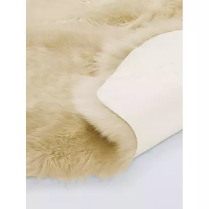 John Lewis New Zealand Double Sheepskin Rug Fawn | L170 x W50 x D4cm
