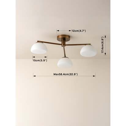 Silio - 3 light aged brass and opal flush - Default Title