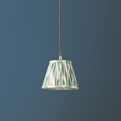 18cm Straight Empire Pendant shade in Printed Linen Ikat Shade in Eau de Nil Zig Zag