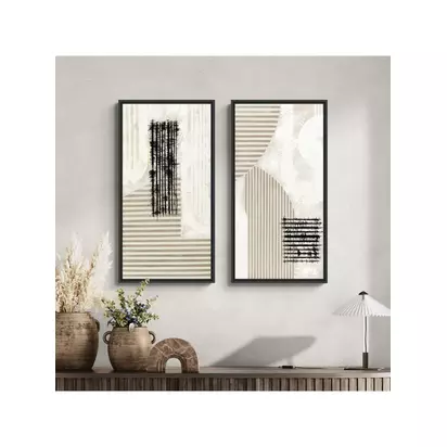 John Lewis x John Cooper 'Brigg' Framed Canvas Print, Set of 2, 84 x 44cm, Black Black | H84 x W44 x D3cm