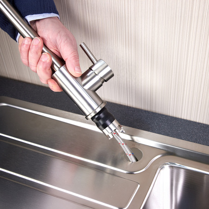 Top-Fix Vito Mono Kitchen Mixer Tap with Swan Neck Spout - Antique Brass