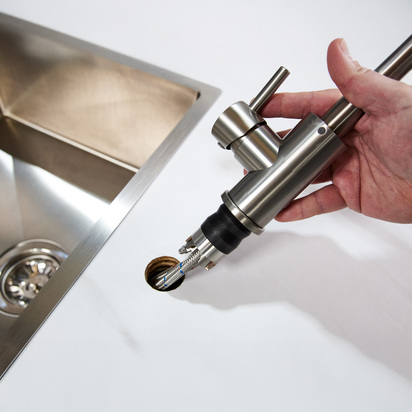 Top-Fix Vito Mono Kitchen Mixer Tap with Swan Neck Spout - Antique Brass