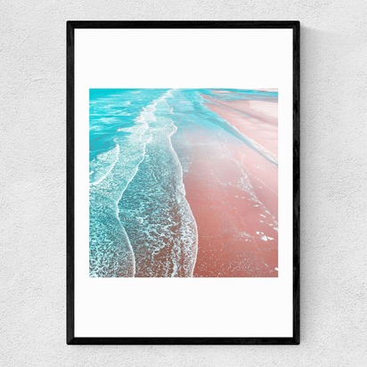 Sea Blue and Rose Gold A2 (42 x 59.4cm) Frame Black Narrow (15mm) 