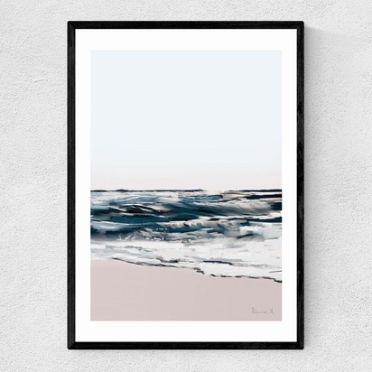 Seashore by Dan Hobday 50x70cm Frame Black Narrow (15mm) 