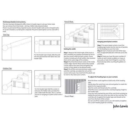 John Lewis ANYDAY Oda Pair Daylight Lined Multiway (Slot Top, Hidden Tab, Pencil Pleat) Curtains, Haze Blue Haze Blue | W117 x D182cm