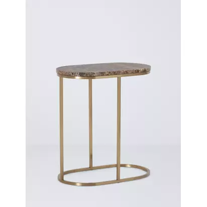 John Lewis Ned Marble Top Side Table Brown Light | H:60.5cm x W:55.00cm x D32.00cm
