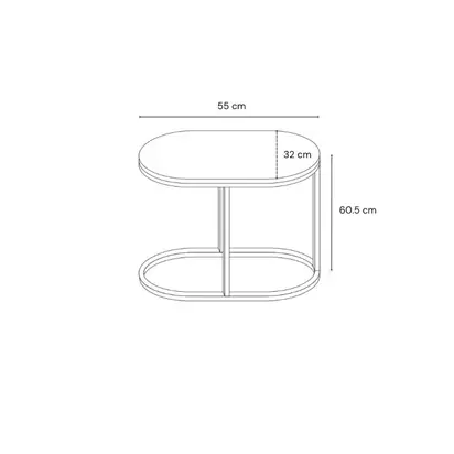 John Lewis Ned Marble Top Side Table Brown Light | H:60.5cm x W:55.00cm x D32.00cm