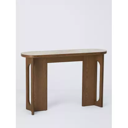 John Lewis Sculpt Console Table, Walnut Finish Ceramic Dark Stain | 77 x 120 x 34