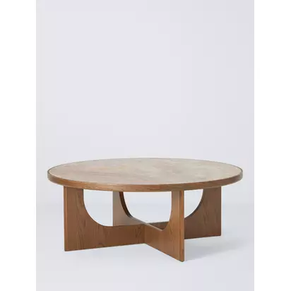 John Lewis Sculpt Coffee Table, Walnut Finish Ceramic Dark Stain | 100x100x39