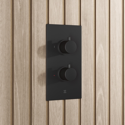 Core Concealed Thermostatic Valve, Fixed Head & Shower Handset Kit - Matt Black