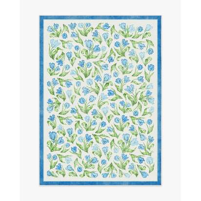 Garden Party Blue Flatwoven Rug by Mrs. Alice - 150 x 215 cm - Rug + Pad System