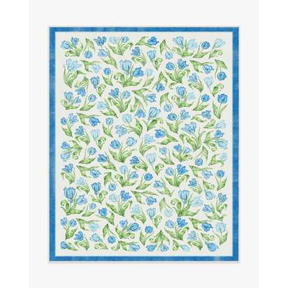 Garden Party Blue Flatwoven Rug by Mrs. Alice - 245 x 305 cm - Rug + Pad System
