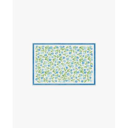 Garden Party Blue Flatwoven Rug by Mrs. Alice - 60 x 90 cm - Rug + Cushioned Pad System
