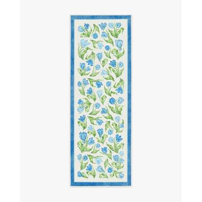 Garden Party Blue Flatwoven Rug by Mrs. Alice - 75 x 215 cm - Rug + Cushioned Pad System