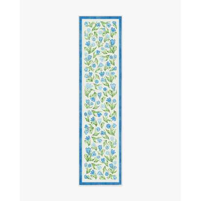 Garden Party Blue Flatwoven Rug by Mrs. Alice - 75 x 305 cm - Rug + Cushioned Pad System