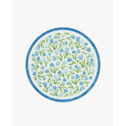 Garden Party Blue Flatwoven Rug by Mrs. Alice - 185 Round cm - Rug + Cushioned Pad System