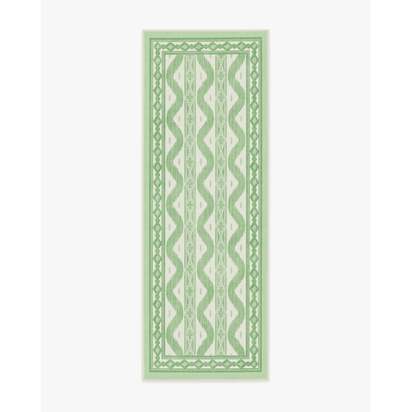 Ava Ikat Green Flatwoven Rug by Mrs. Alice - 75 x 215 cm - Rug + Pad System