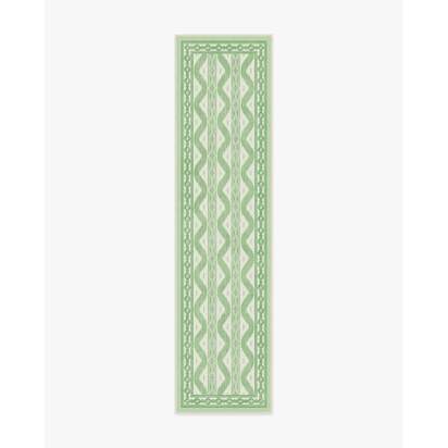Ava Ikat Green Flatwoven Rug by Mrs. Alice - 75 x 305 cm - Rug + Pad System