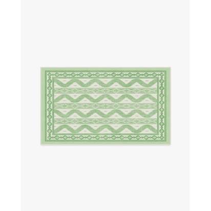 Ava Ikat Green Flatwoven Rug by Mrs. Alice - 90 x 150 cm - Rug + Pad System