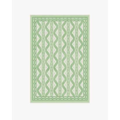 Ava Ikat Green Flatwoven Rug by Mrs. Alice - 120 x 185 cm - Rug + Pad System