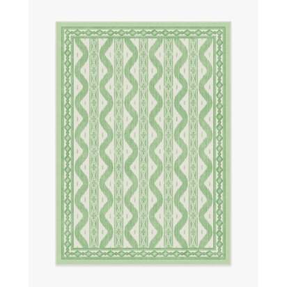 Ava Ikat Green Flatwoven Rug by Mrs. Alice - 150 x 215 cm - Rug + Pad System
