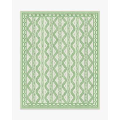 Ava Ikat Green Flatwoven Rug by Mrs. Alice - 245 x 305 cm - Rug + Pad System