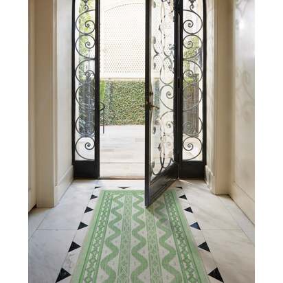 Ava Ikat Green Flatwoven Rug by Mrs. Alice - 245 x 305 cm - Rug + Pad System