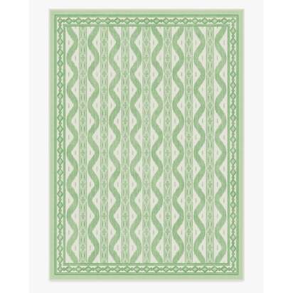 Ava Ikat Green Flatwoven Rug by Mrs. Alice - 305 x 425 cm - Rug + Pad System