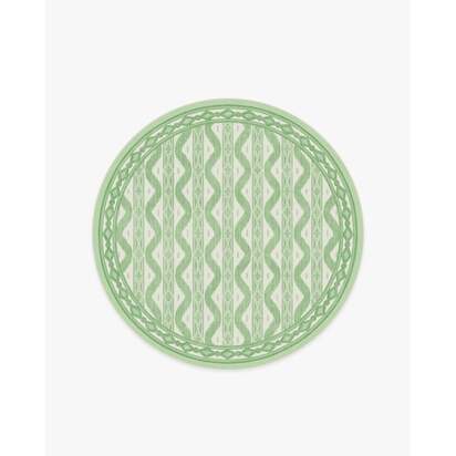 Ava Ikat Green Flatwoven Rug by Mrs. Alice - 185 Round cm - Rug + Pad System