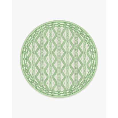 Ava Ikat Green Flatwoven Rug by Mrs. Alice - 245 Round cm - Rug + Pad System